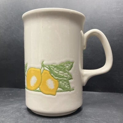 Vintage Lemons & Leaves Embossed Beige Ceramic Mug JT Made in England - Image 1 of 4
