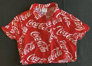The Coca-Cola Co., All Over Print, Button Down Kinder Crop Top Shirt Gr. Medium - Bild 1 von 7