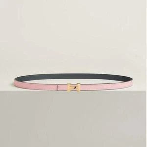 Reversible Belt 13 80 in HERMES Etoup Rose Sakura Design 2505TY - Picture 1 of 8