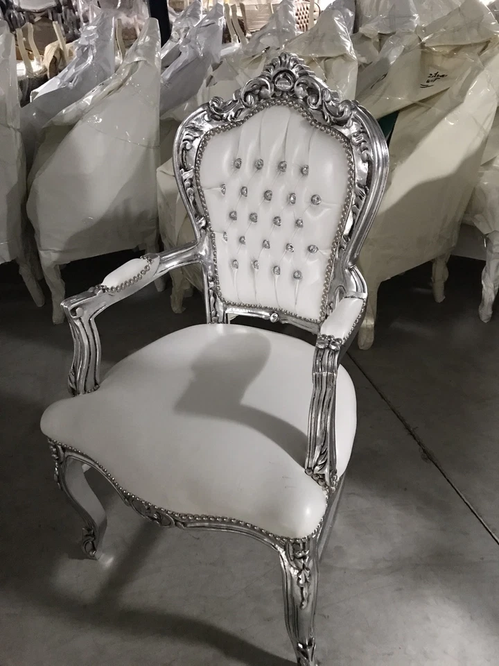 St.31 Barockstuhl silber/weiss - Bild 1 von 1