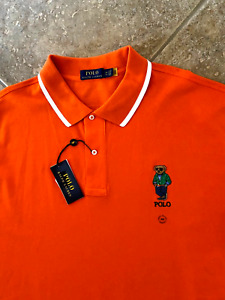Polo Ralph Lauren Mesh Polo Shirt Big & Tall 3XT Orange w/ Varsity Bear Logo NWT