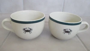 2 Dann Jacobus Anglers Expressions "CRAB" Soup Cereal Bowls Jumbo Mugs Set of 2 - Picture 1 of 4