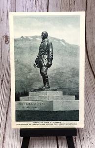 John. F. Stevens Statue, Discoverer of Marias Pass, Montana Postcard - Picture 1 of 4