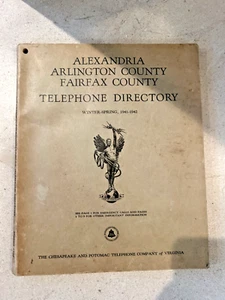 VINTAGE! 1941-1942 Alexandria, Arlington/Fairfax County Telephone Directory - Foto 1 di 5