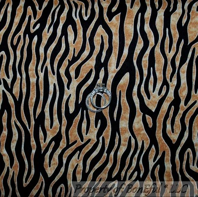 BonEful Fabric FQ Cotton Quilt Brown Gold Black Tan B&W ZEBRA Skin Stripe Africa - Image 1 of 4