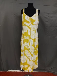 FAT FACE yellow floral midi dress size 12 - Picture 1 of 4