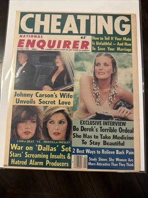 NATIONAL ENQUIRER NOV 1, 1983 BO DEREK INTERVIEW JOHNNY CARSON'S WIFE Bag/Board! - Image 1 of 4