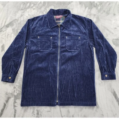 Vintage 90s Denim & Co Wide Wale Corduroy Full Zip Jacket Size M Blue Chore Coat - Image 1 of 4