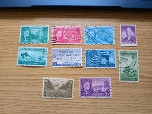 US 1945 10 Stamps All different 7 Used 3 MH Combine Postage USA All 1c to 5c - Picture 1 of 1