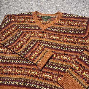 Vintage 90s Abercrombie Fitch Sweater Womens Medium Fair Isle Wool Ski Colorful - Picture 1 of 9
