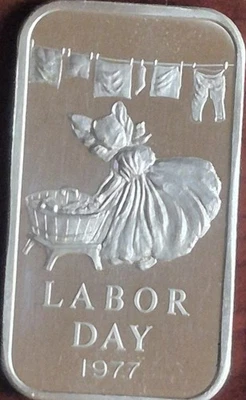 1977 Madison Mint Labor Day 1 oz .999 Fine Silver Bar - Image 1 of 4