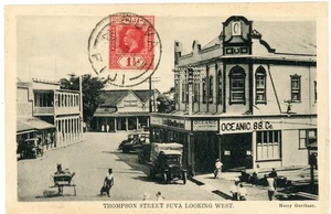 Fiji SG#232(single frank)-SUVA-25/NO/31-Postcard View `THOMPSON STREET SUVA LOOK - Picture 1 of 2