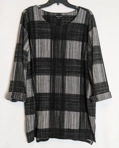 ROBERT KITCHEN Black/Gray 3/4 Sleeve Sweater Fleece Tunic Top; Size XXL - Picture 1 of 5