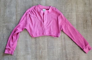 Urban Outfitters Womens Crop Long Sleeve NEW XS Cotton Knit Shirt Pink W/buttons - Picture 1 of 10