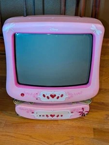 Klassiker 2006 Disney Princess rosa Vintage Röhrenfernseher 13" DVD-Player Set BITTE LESEN - Bild 1 von 13