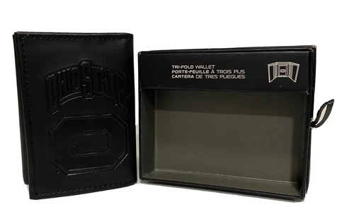 Ohio State Buckeyes Wallet Tri-Fold Leather Embossed Black College Sports Cover