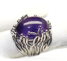 Finest Quality Genuine Purple Amethyst 925 Silver Ring, Oval Single Stone Ring