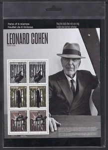 Canada 2019 LEONARD COHEN Pane of 6 Stamps. Post Office SEALED. Mint MNH - Picture 1 of 2