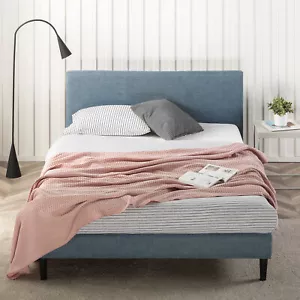 Zinus Fabric Bed Frame Base Light Blue Queen Size - Picture 1 of 6