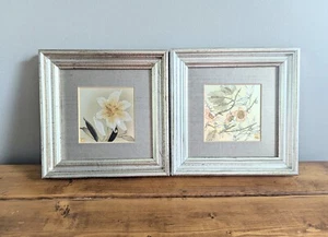 Japanese Cherry Blossom - Lily Lin Art Set of 2 Framed Chokin Gild Gold & Silver - Picture 1 of 11