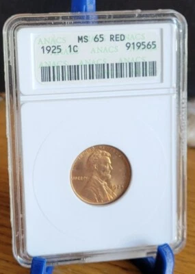 1925 LINCOLN CENT ANACS  MS65RD Old Soapbox Holder - Image 1 of 2
