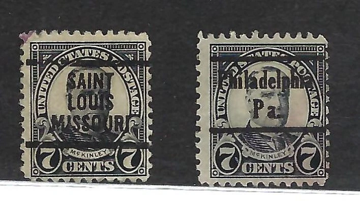 Lot of 2 US Stamps Scott#559 7 Cents Pres. William McKinley Pre-Cancelled VG-F - Image 1 of 1