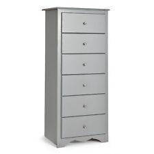 6 Drawer Chest Dresser Clothes Storage Bedroom Tall Furniture Cabinet Grey