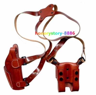Artificial Leather Vertical Shoulder Replica Holster Strap with Magazine Pouches - Image 1 of 4