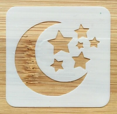 Face painting stencil reusable washable moon and stars and back  4.5x4.5cm - Image 1 of 4