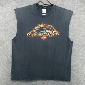 Vintage Harley Davidson Hemd Herren XL schwarz Screaming Eagle Flames ärmellos Y2K - Bild 1 von 20