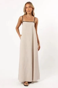 MVN Elliana Maxi Abito In Beige Taglia XL - Foto 1 di 13