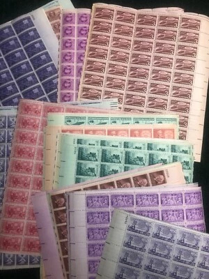 $500 Face Value  3 Cent Commemorative Sheets Mint Nice Assortment Never Hinged - Image 1 of 4