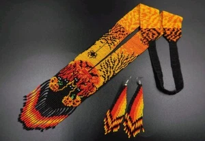 Handgefertigte Halskette Samen Perle Boho amerikanischer Stil Nativ Perlen Multistrang - Bild 1 von 8