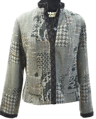 Coldwater Creek difuso tweed shabby chaqueta blazer arsty boucle chic abrigo PM NUEVO Foto 1 de 4