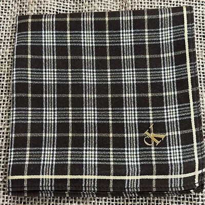 PAÑUELO HOMBRE CAFÉ MARRÓN ARTE A CUADROS Y CUADROS VINTAGE ALGODÓN PAÑUELO DE BOLSILLO 18" Foto 1 de 3