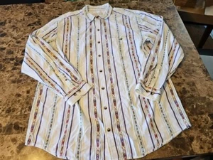 TERRITORY AHEAD Vintage Mens Size XLT White w/ Aztec Designs- Button Front Shirt - Picture 1 of 17