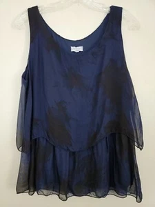 Top senza maniche H Trend in seta blu made in Italy M - Foto 1 di 7