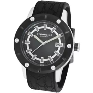 Orologio Stuhrling 621 33161 Torino Sport Svizzero Quarzo Data Nero da uomo - Foto 1 di 3