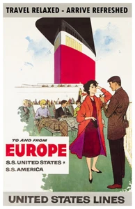 OCEAN LINERS 2018 - SS United States Travel Relaxed, United States Lines 11 x 17 - Picture 1 of 4