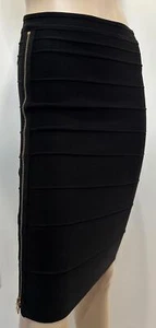 Falda para mujer HERVE LEGER negra vendaje ceñida al cuerpo gruesa dorada con cremallera S - Imagen 1 de 7