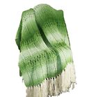 NEW Green Ombre Handmade Knitted Afghan Throw Hand Knit Decor Gift Handmade