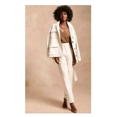 NUEVO CON ETIQUETAS Banana Republic Harbison Safari Traje Chaqueta Pantalones Transición Crema 4 Pequeño Foto 1 de 4