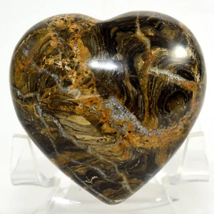 Pair 2.2" Stromatolite Puffy Hearts Natural Crystal Polished Mineral Stone Peru - Picture 1 of 6