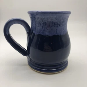 Vintage Original Pottery Coffee Mug Hand Thrown 20 Oz Cup  Clay Glazed Sapphire - Picture 1 of 7
