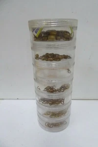 VINTAGE 7 SCREW TRAYS ASSORTED FISHING TACKLE BRASS SWIVELS MAGNET BARREL SNAP - Picture 1 of 10