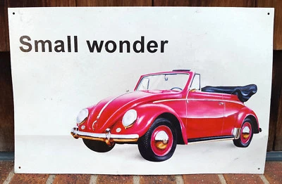 VW Volkswagen Beetle Small Wonder Metal Sign 16"X10" by Desperate Enterprise-Bug - Image 1 of 4
