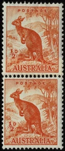 1950 ½d Kangaroo No Wmk Coil Pair with Join. MUH ACSC 180bg SG228c. No3 - Picture 1 of 2