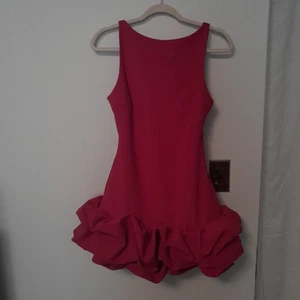 ZARA NWT VOLUMINOUS PUFF HEM MINI DRESS BRIGHT RED MED - Picture 1 of 5