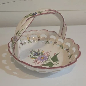 RCCL Vintage Made in Portugal Ceramic Basket Floral Numbered Hand Painted - Picture 1 of 7