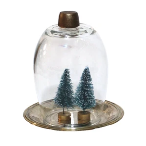 Clear Glass Cloche Display Dome Silver Metal Base Wood Knob - Picture 1 of 6